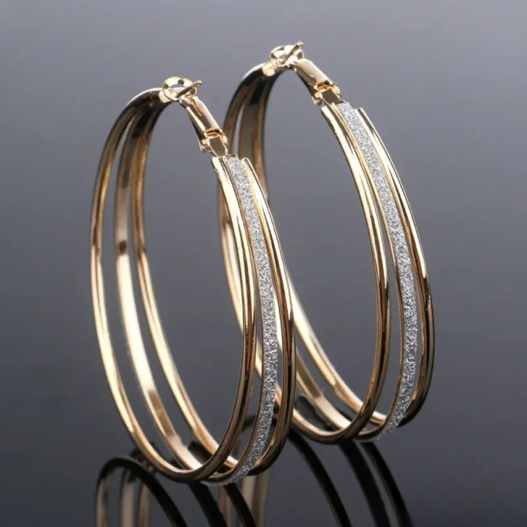 Retro-Style Golden Hoop Earrings