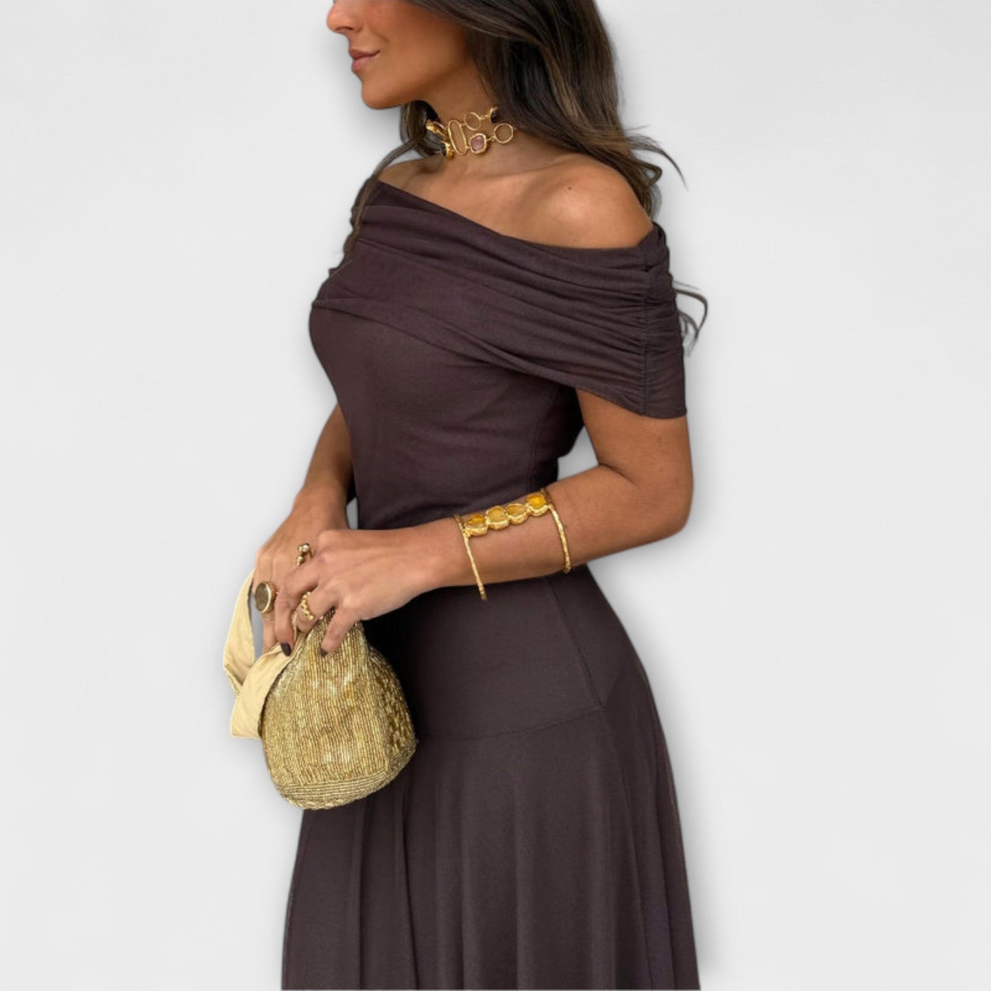 Toledo One-Shoulder Mesh Maxi Dress for Summer Events