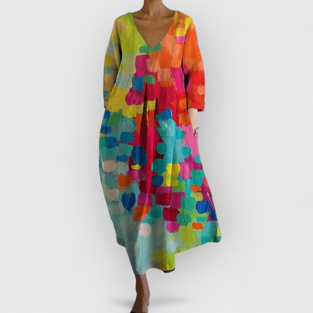 Anastasia - Vibrant V-Neck Dress for Any Occasion