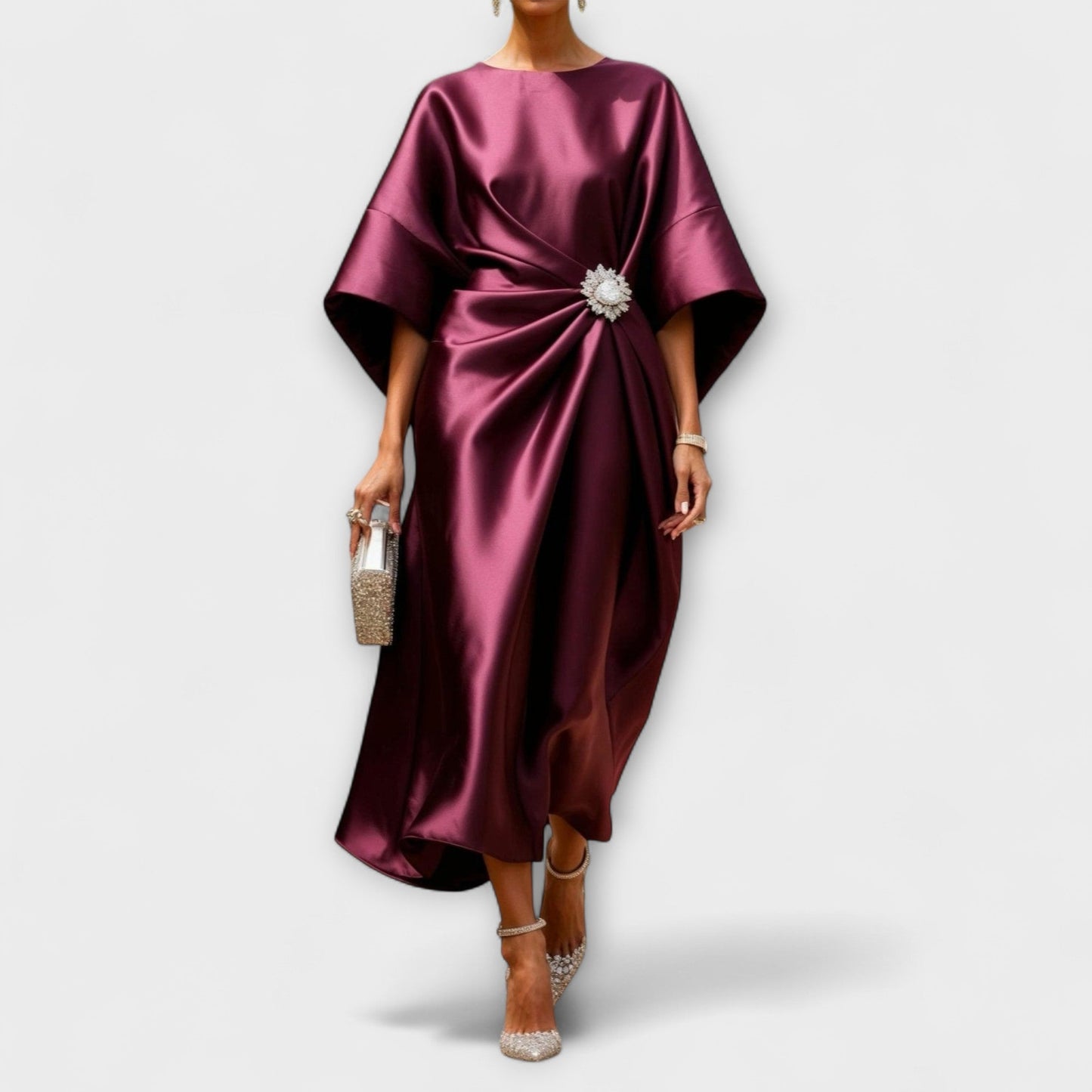 Elegant Shimmer Satin Maxi Dress for Special Occasions