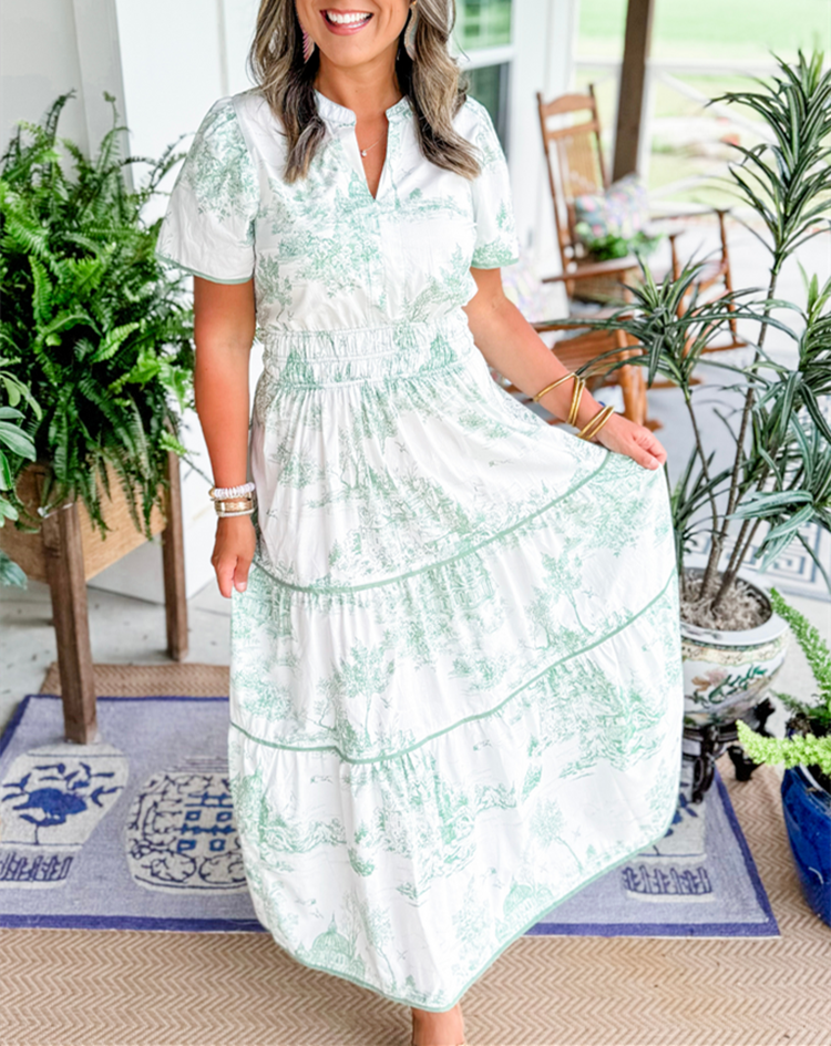 Eliza | Classic Toile Maxi Dress for Any Occasion