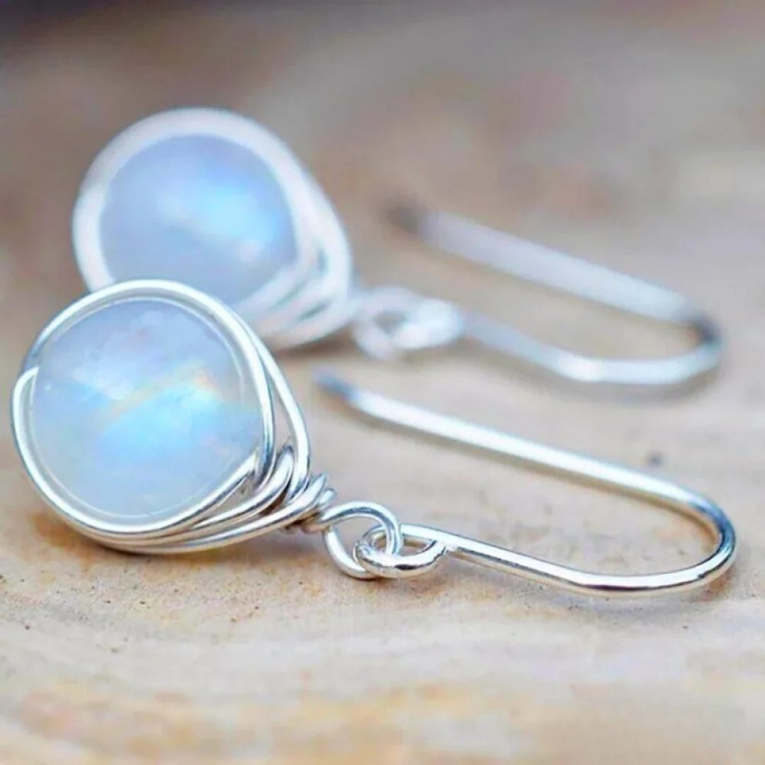 Retro Moonstone Drop Earrings
