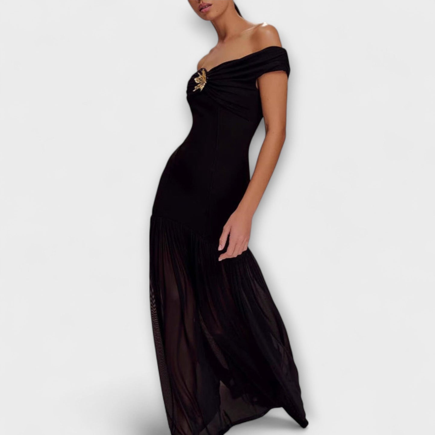 Floral Embellished Strapless Maxi Dress for Events