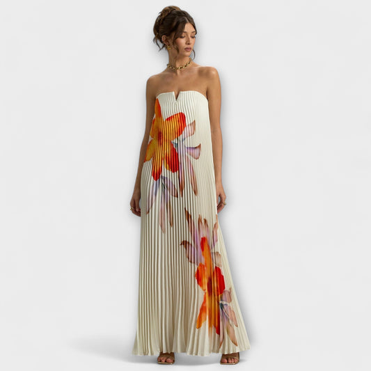 Michelle Orange Floral Maxi Dress for Special Occasions