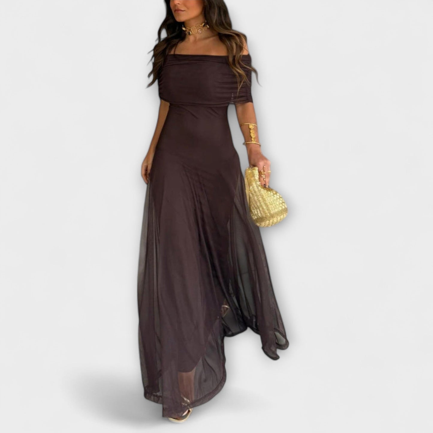 Toledo One-Shoulder Mesh Maxi Dress for Summer Events