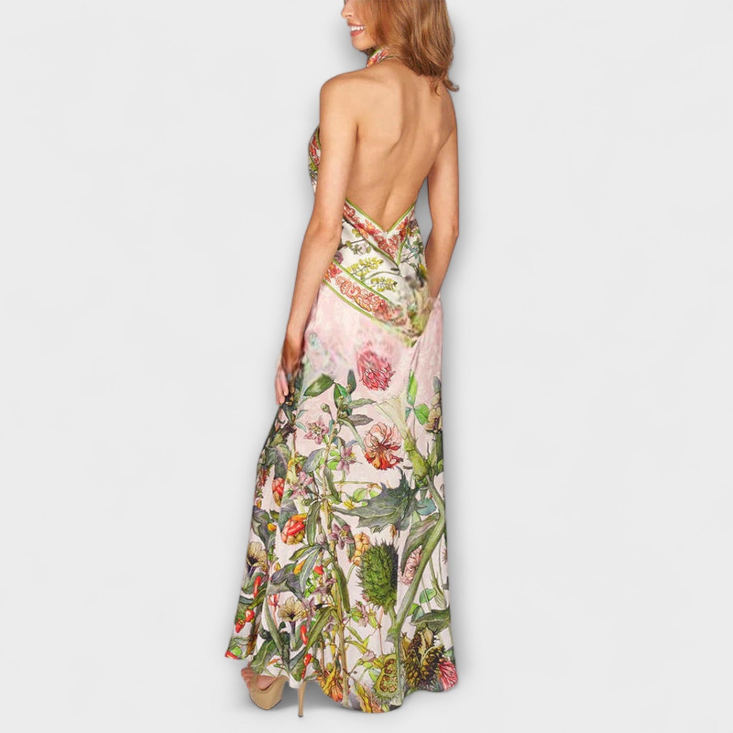 Floral Sleeveless Open Back Maxi Dress for Summer Events