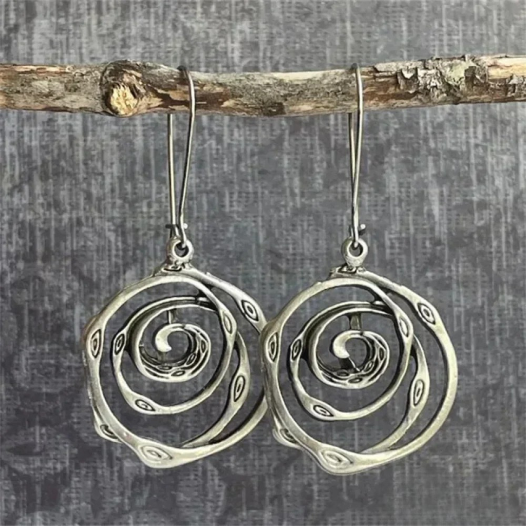 Antique Maze Silver Earrings