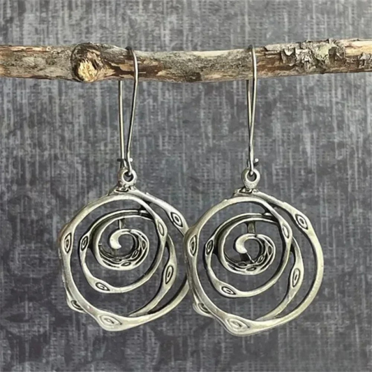 Antique Maze Silver Earrings