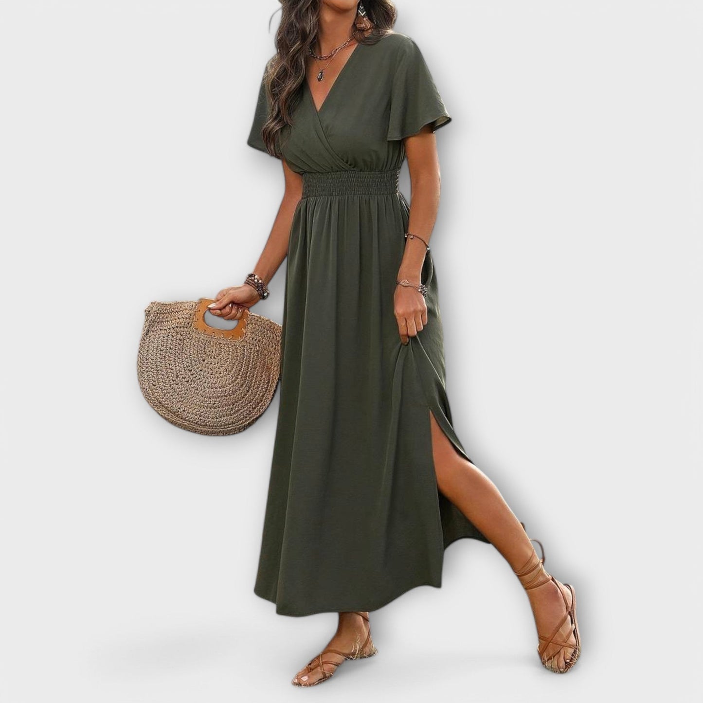 Heather - Boho V-Neck Long Sleeve Dress for Every Occasion