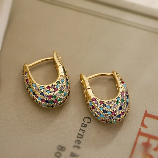 Chic Colorful Earrings Adorned with Crystals