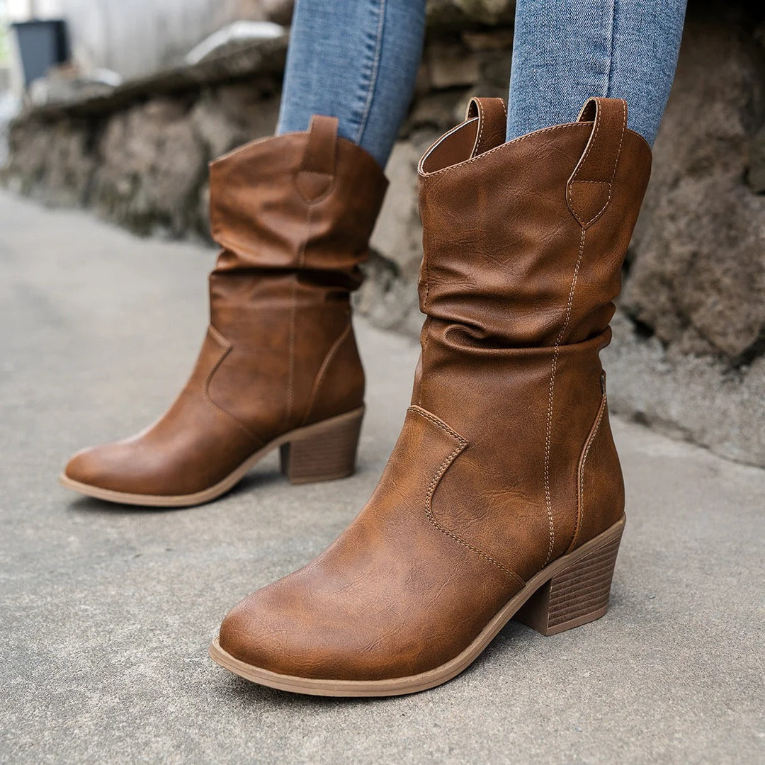Samantha | Women's Winter Cowboy-Style Heeled Boots for Chic Occasions
