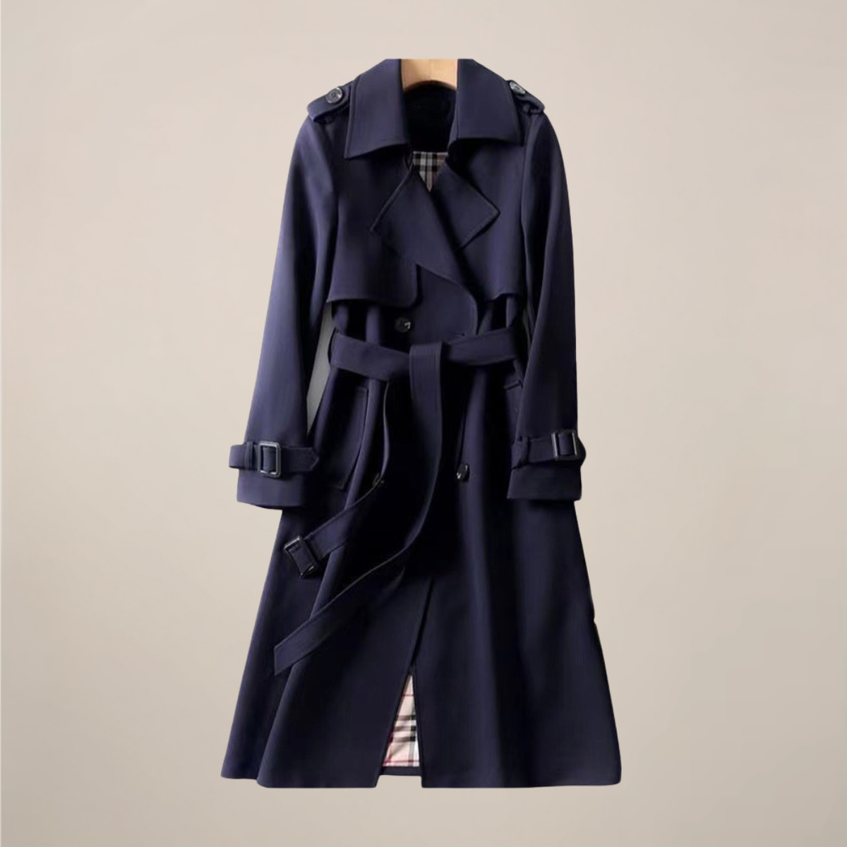 Women's Classic Belted Trench Coat – Stylish Double-Breasted Outerwear