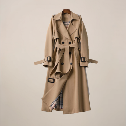 Women's Classic Belted Trench Coat – Stylish Double-Breasted Outerwear