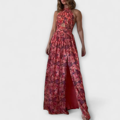 Nortrud Floral Print Backless Maxi Dress for Special Occasions