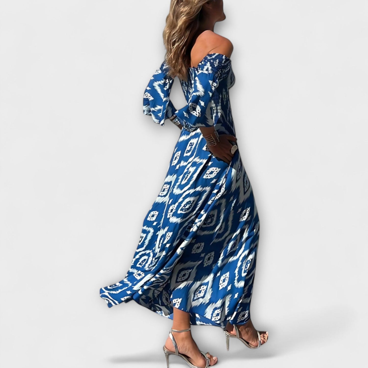 Ocean Floral Off-Shoulder Dress for Beach Days