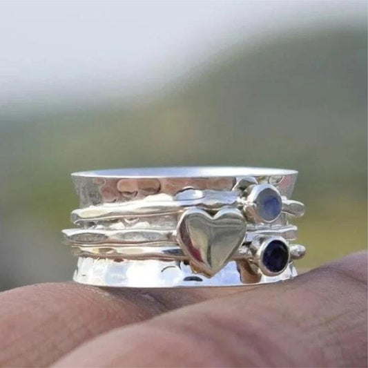 Handcrafted Heart-Spinning Ring