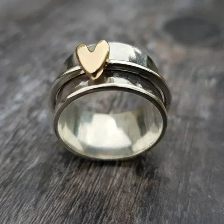 Vintage Heart-Shaped Silver Drop Ring