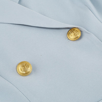 Chic Cape Blazer Mini Dress with Belt & Gold Accents