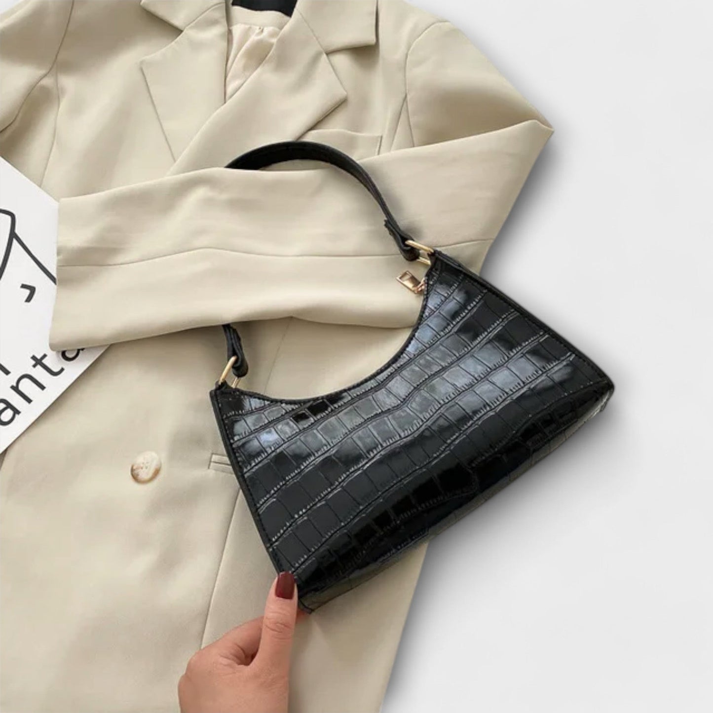 Olivia - Glossy Vegan Leather Handbag for Chic Outings