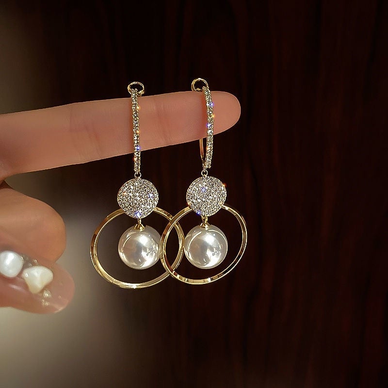Stylish Earrings Embellished with Cultured Pearls and Zirconia