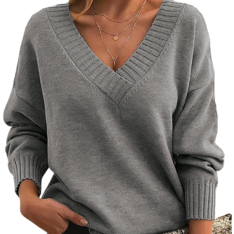 Jennifer - Cozy V-Neck Knit Sweater for Everyday Wear