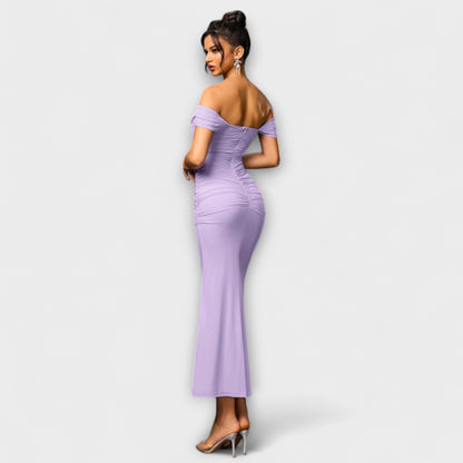 Ione - Chic Off-Shoulder Ruched Dress for Any Occasion