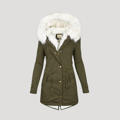 Chic Women's Winter Parka with Faux Fur Hood