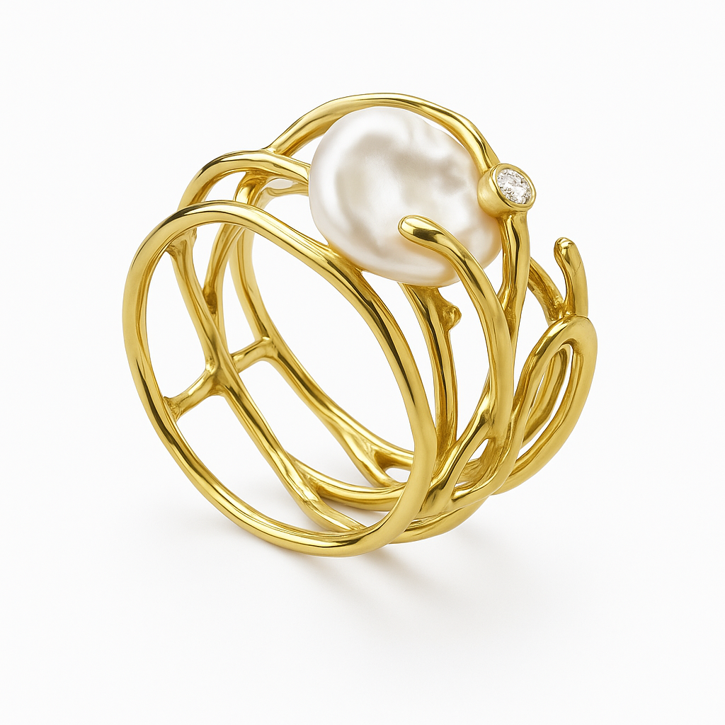 Antique Gold Ring Featuring a Pearl Detail