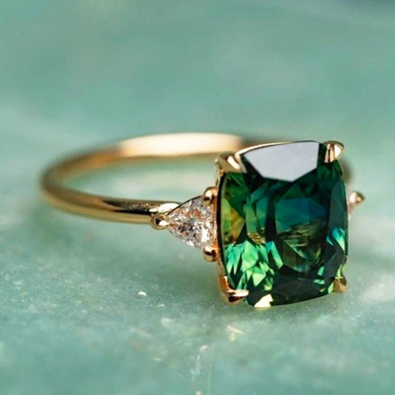 Fortune - Golden Ring Featuring Green Zirconia