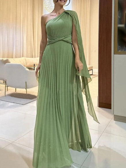 Wedding Guest Dress | Off-Shoulder Pleated Maxi