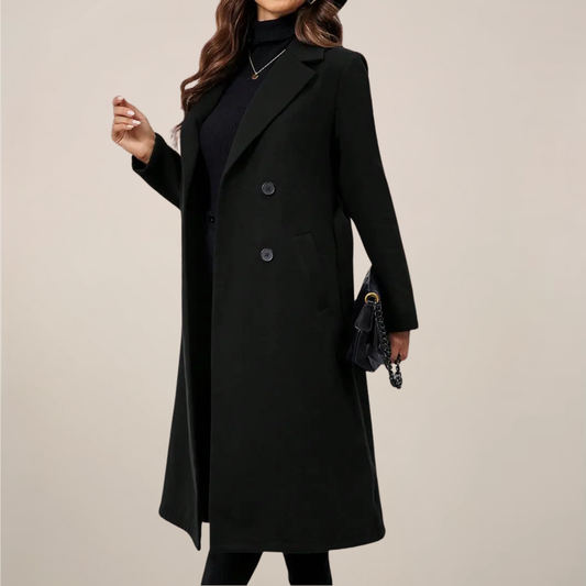 Chic Women's Double-Breasted Long Overcoat - Stylish Belted Design for Fall & Winter Wear