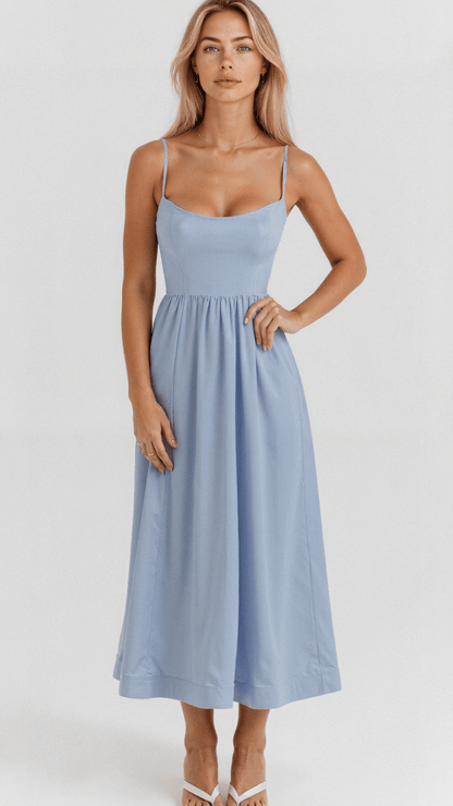 Ascot Style A-Line Midi Dress for Special Occasions