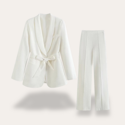 Chic Women's Blazer and Wide-Leg Trousers Set for Stylish Events