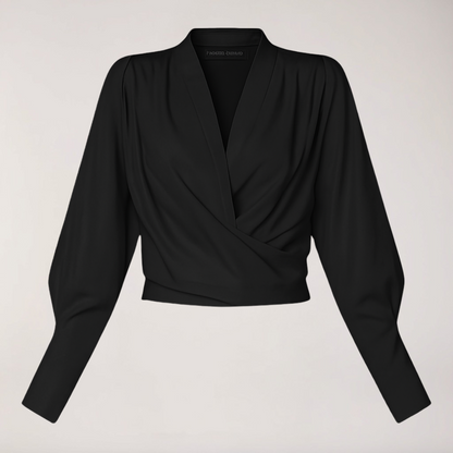 Chic V-Neck Blouse with Puff Sleeves for Stylish Occasions