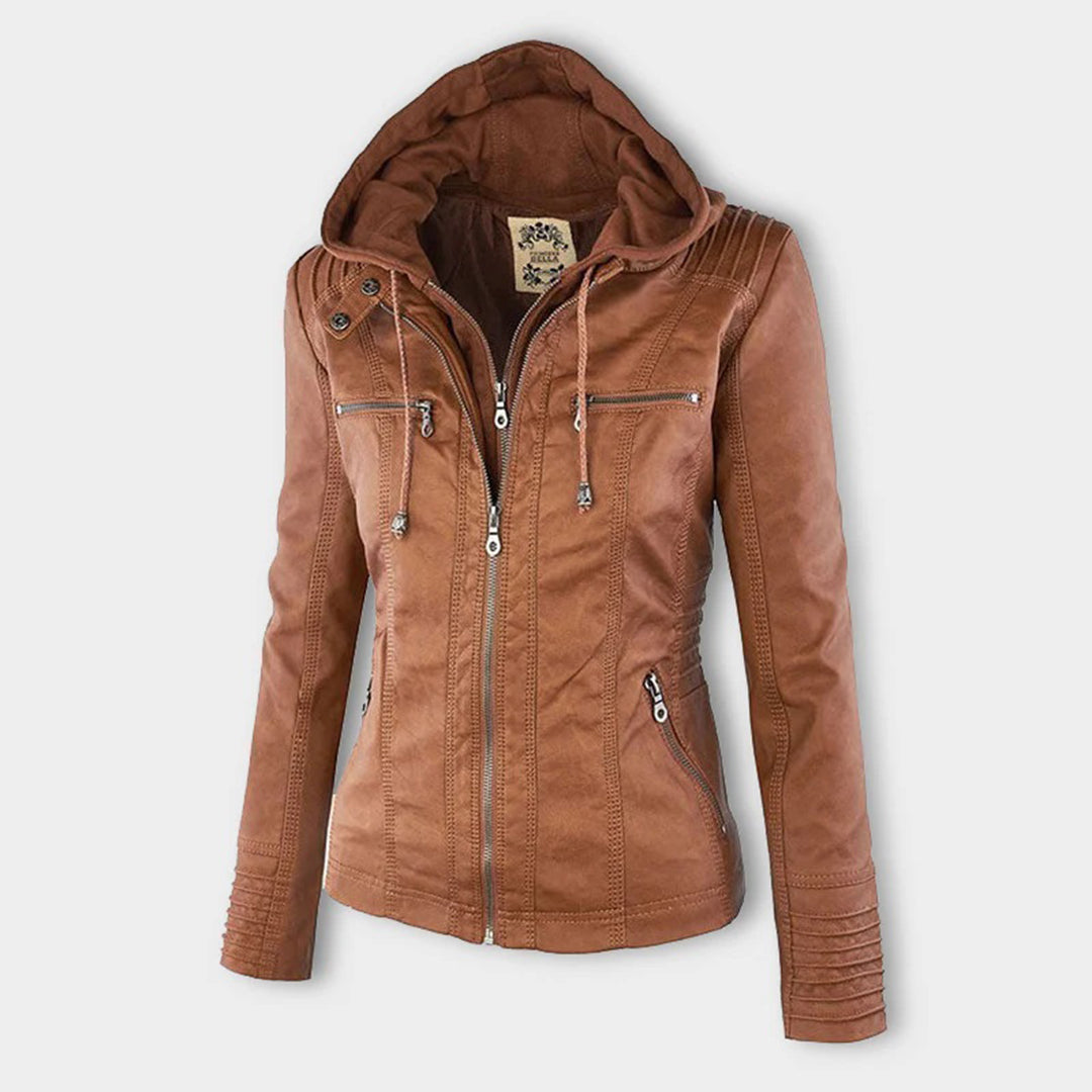 Chic Brown Hooded Zip-Up Jacket for All Seasons