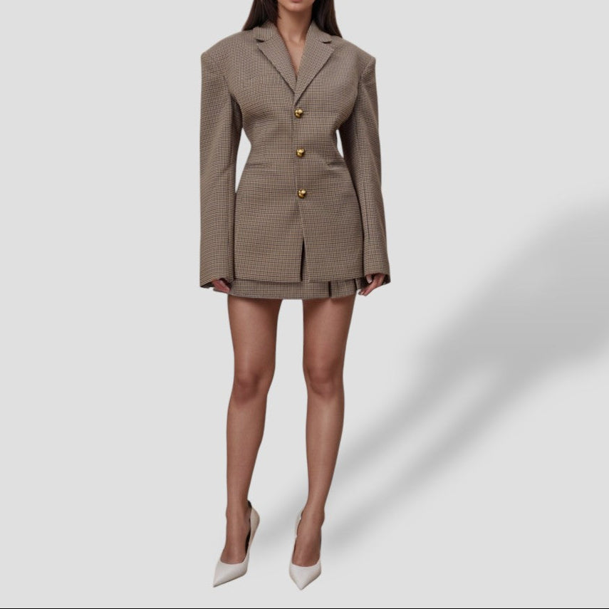 Women’s Vintage Checkered Blazer for Stylish Occasions