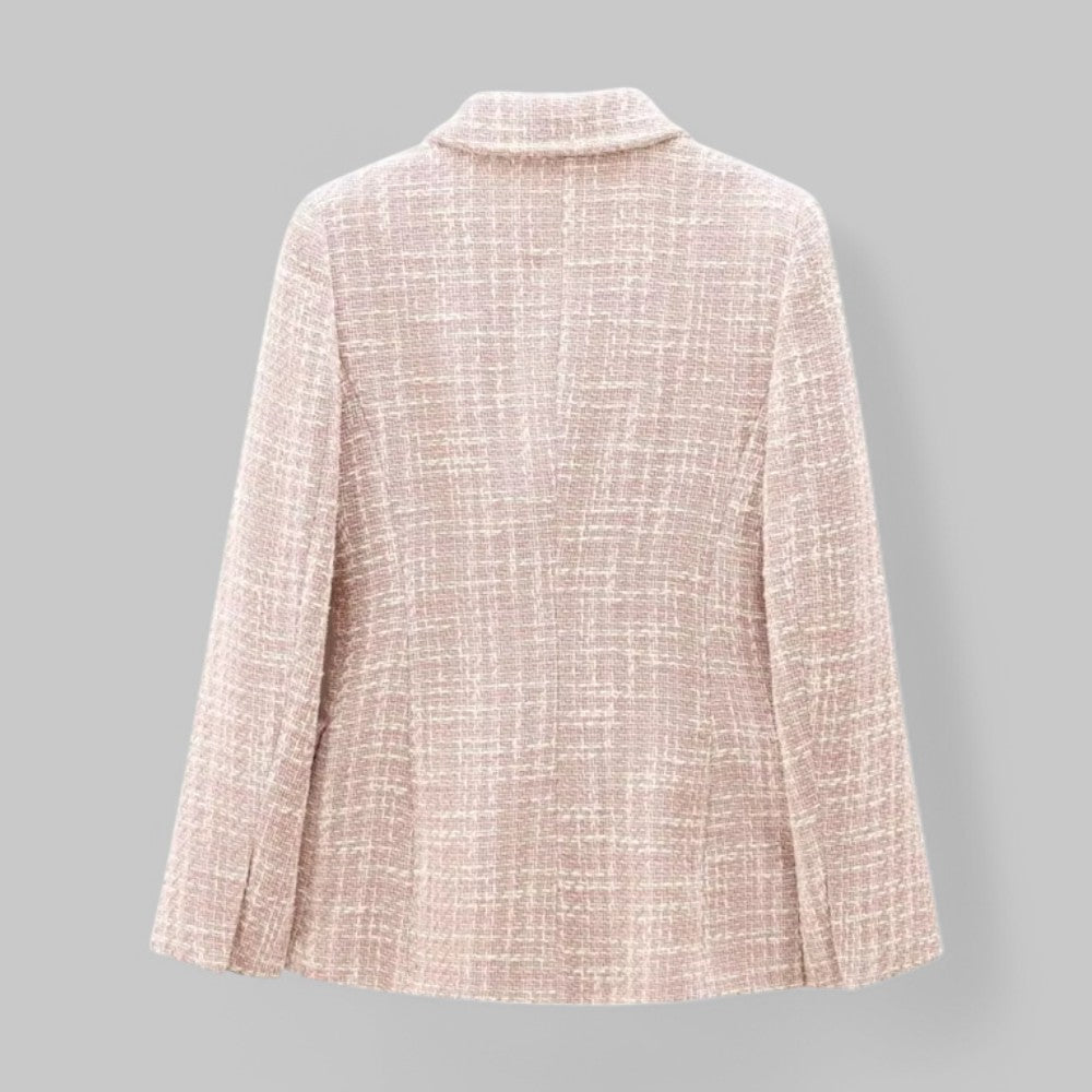 Chic Pink Tweed Blazer for Women - Ideal for Work or Events