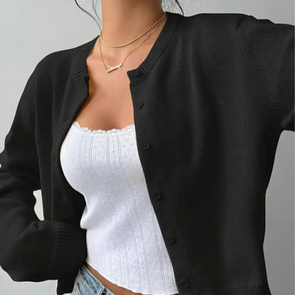 Chic Cropped Button Cardigan – Cozy Knit for Everyday Style