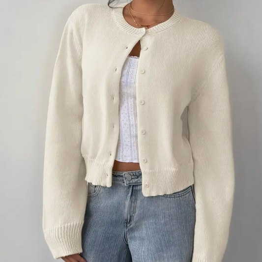 Chic Cropped Button Cardigan – Cozy Knit for Everyday Style