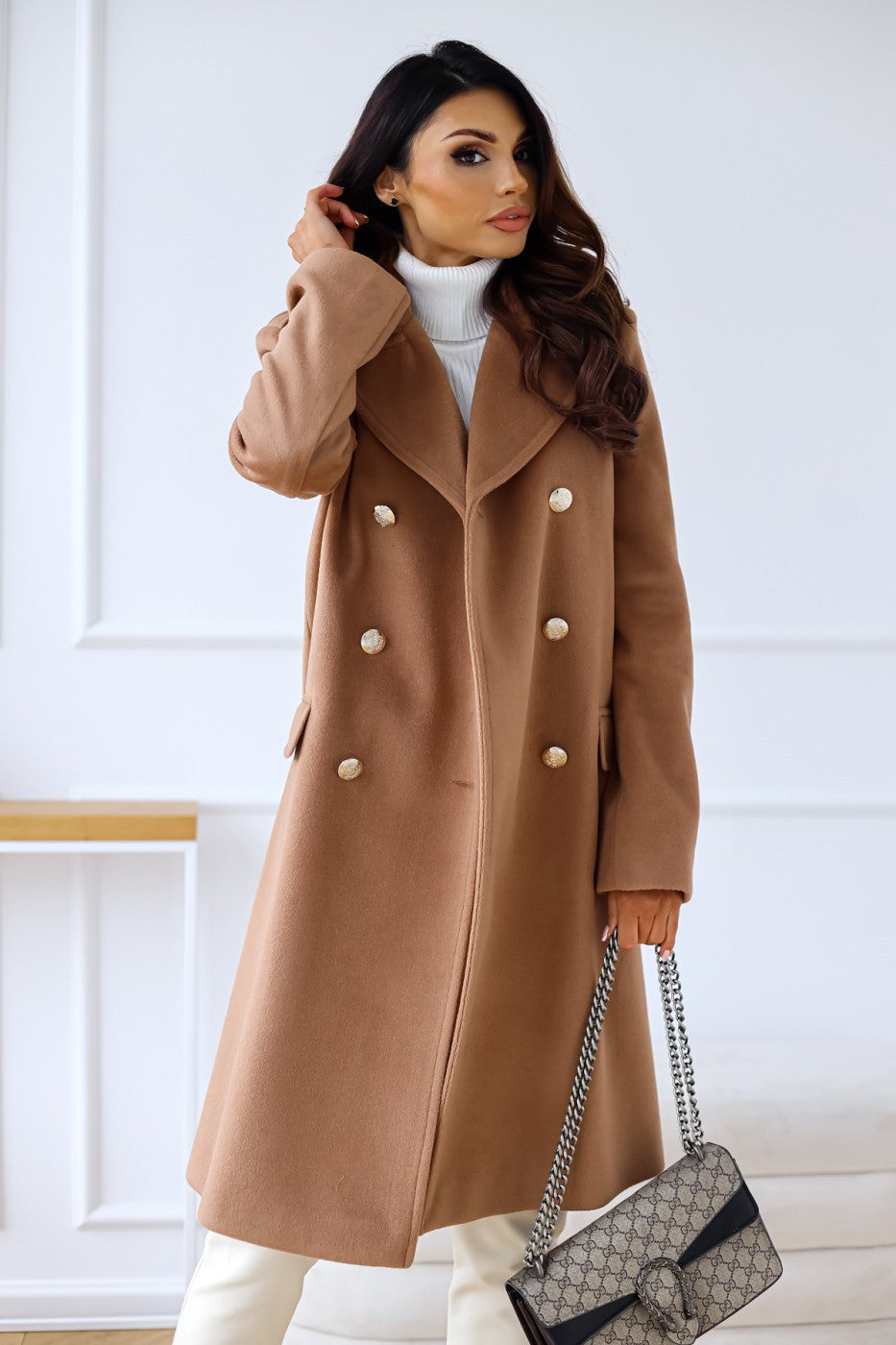 Women's Stylish Double-Breasted Coat for Winter Wear