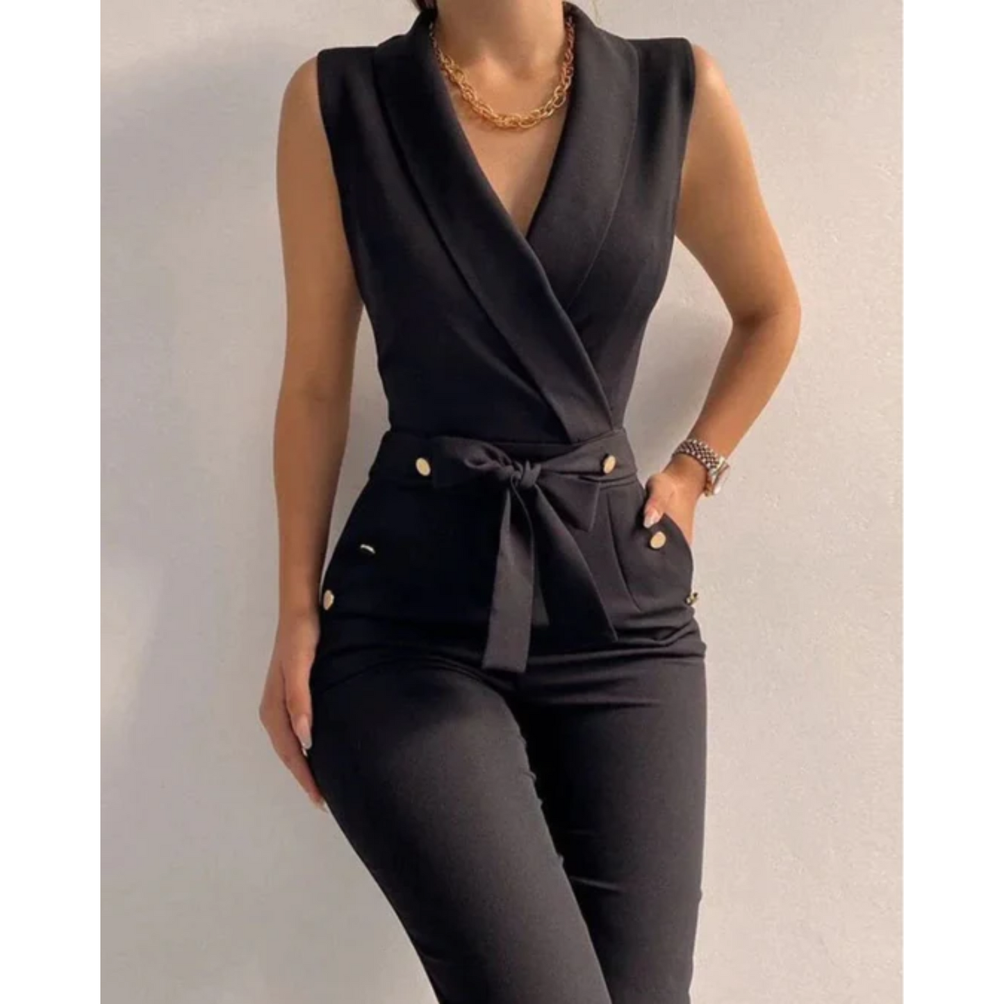 Chic Sleeveless V-Neck Jumpsuit for Special Occasions