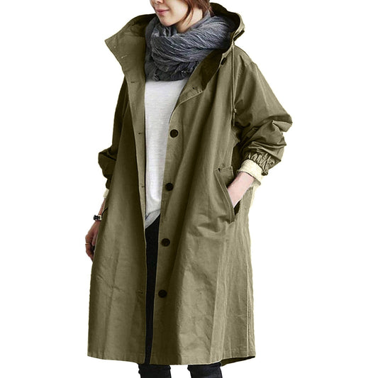 Chic Hooded Long Coat for Year-Round Wear