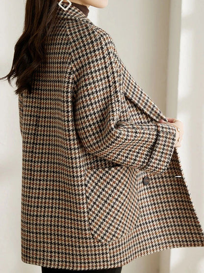 Women’s Long Checkered Blazer - Chic Fall-Winter Fashion