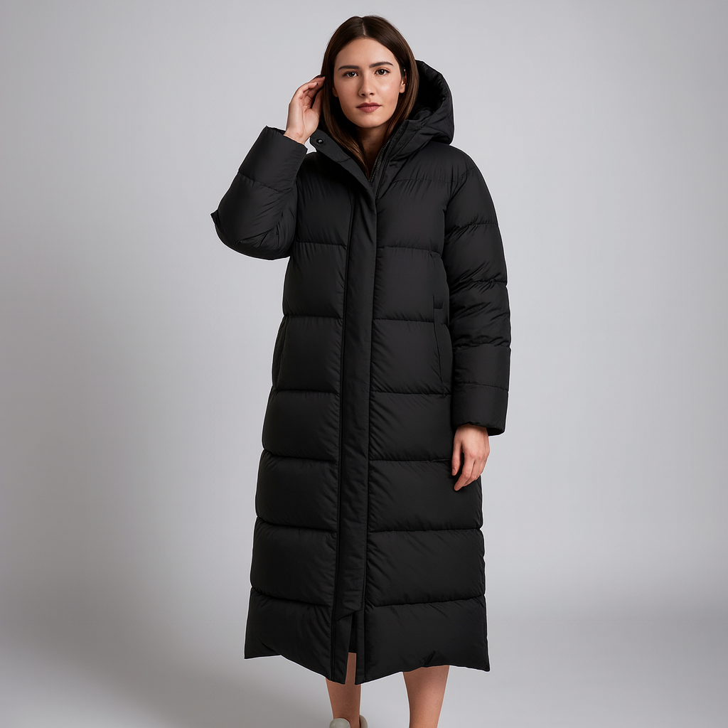 Women's Maxi Hooded Puffer Coat – Ideal for Cold Weather