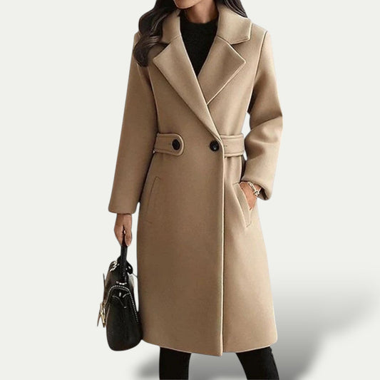 Chic Women's Maxi Coat with Wide Lapels for Fall/Winter