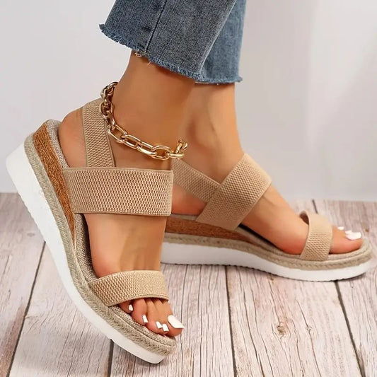 Chic Women’s Platform Sandals with Stretch Straps for Everyday Wear