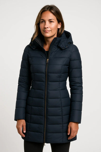 Women's Quilted Hooded Puffer Jacket for Outdoor Wear