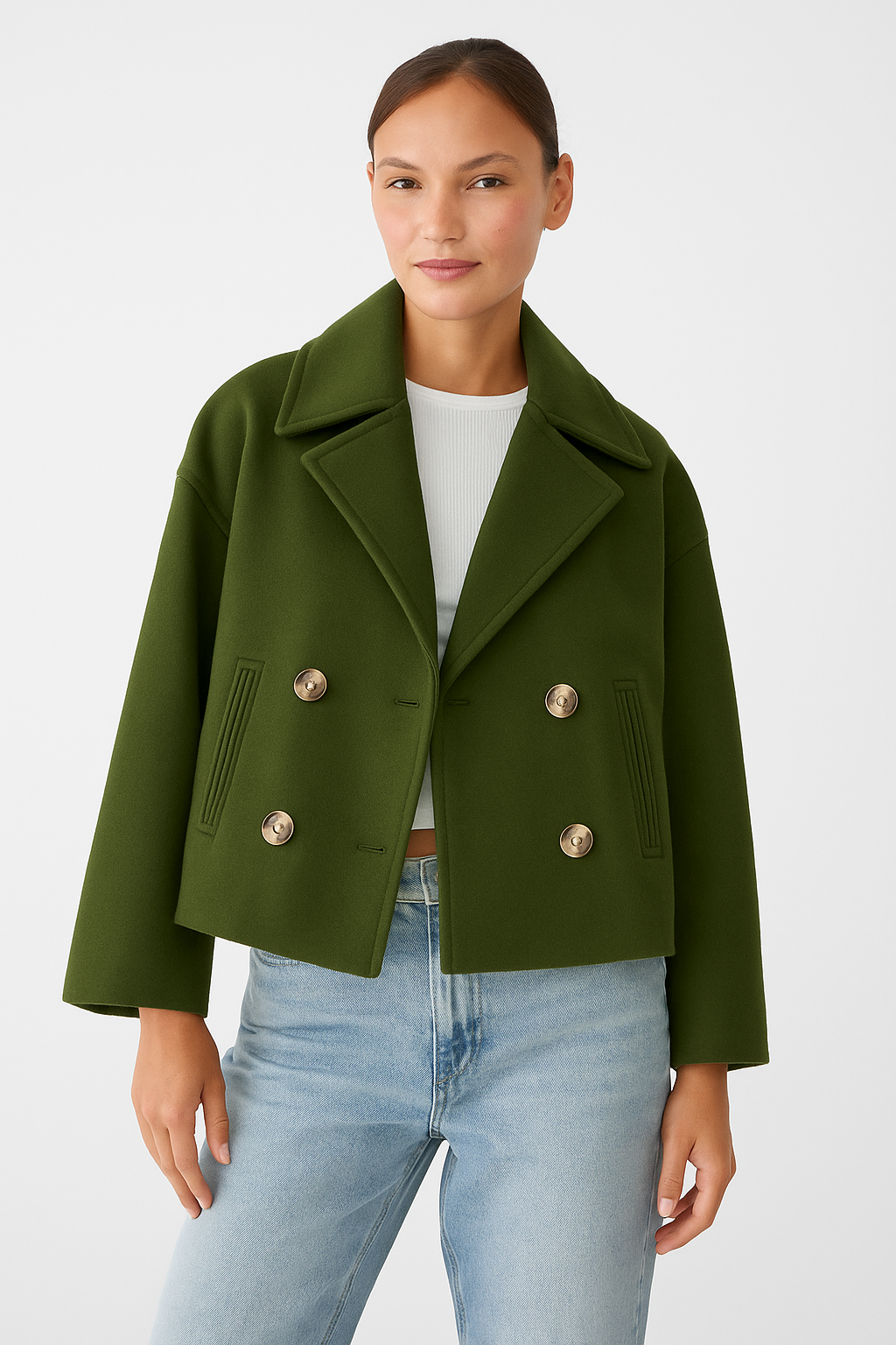Chic Women's Short Coat - Stylish Wide Lapels & Button Front for Every Occasion