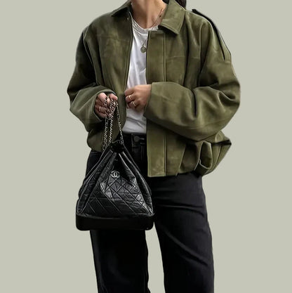 Women’s Oversized Faux Suede Jacket for Chic Style