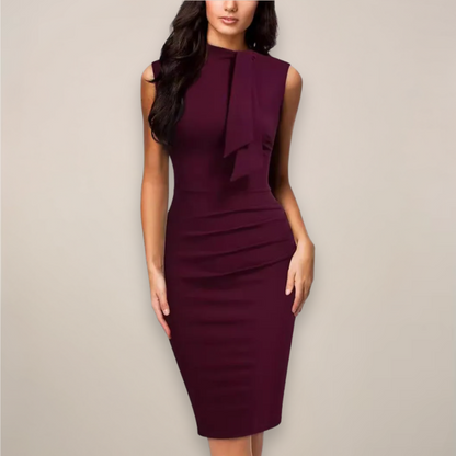 Women’s V-Neck Midi Dress - Chic Sheath Design for Work & Events
